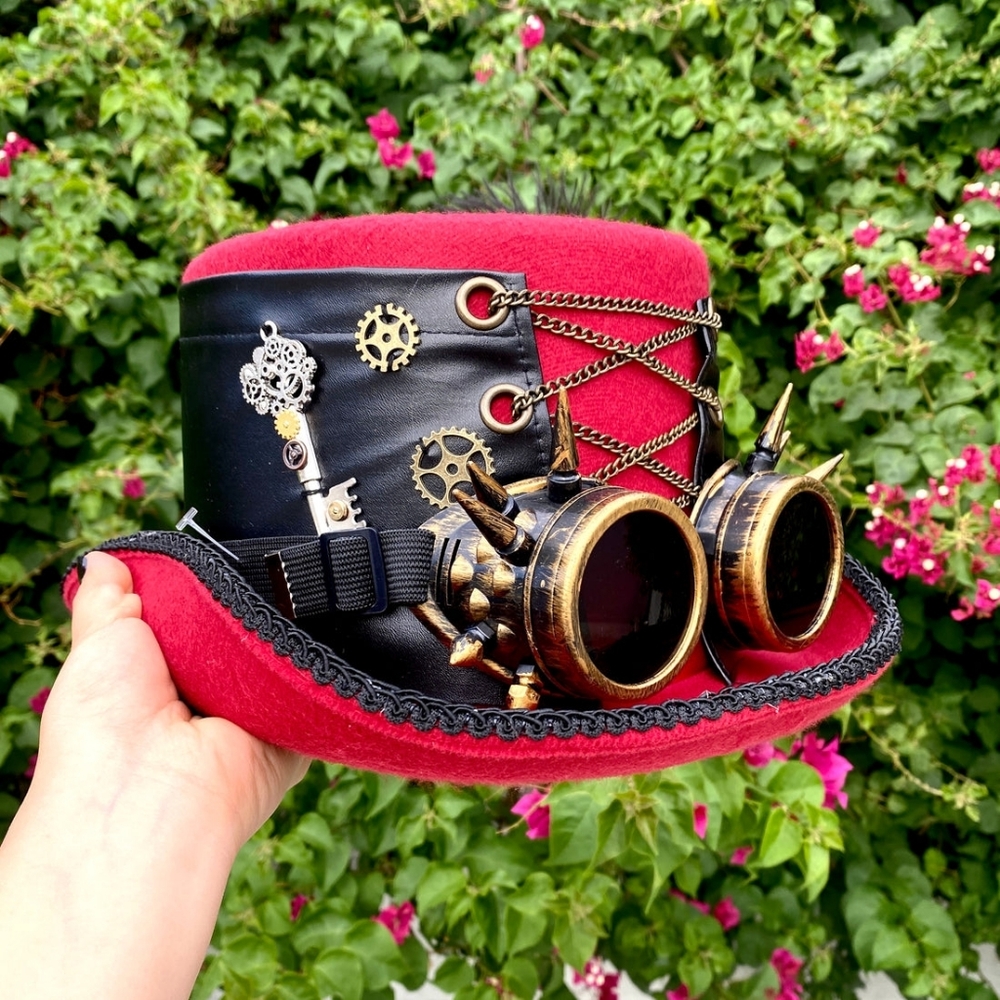 Steampunk Top Hat Metallic Mad Hatter Scientist Time Traveler Halloween Costume